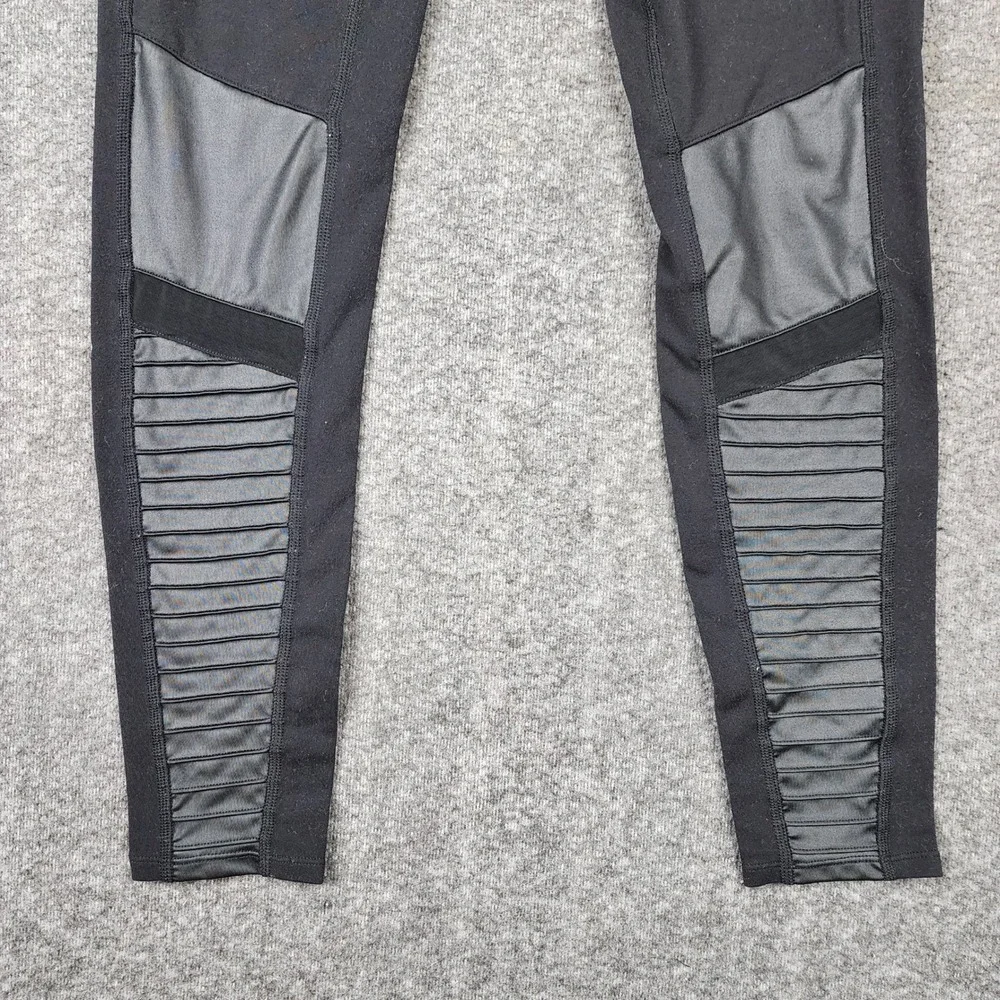 Alo Leggings Womens 24 Moto Black High Waist Quilted Athleisure EUC